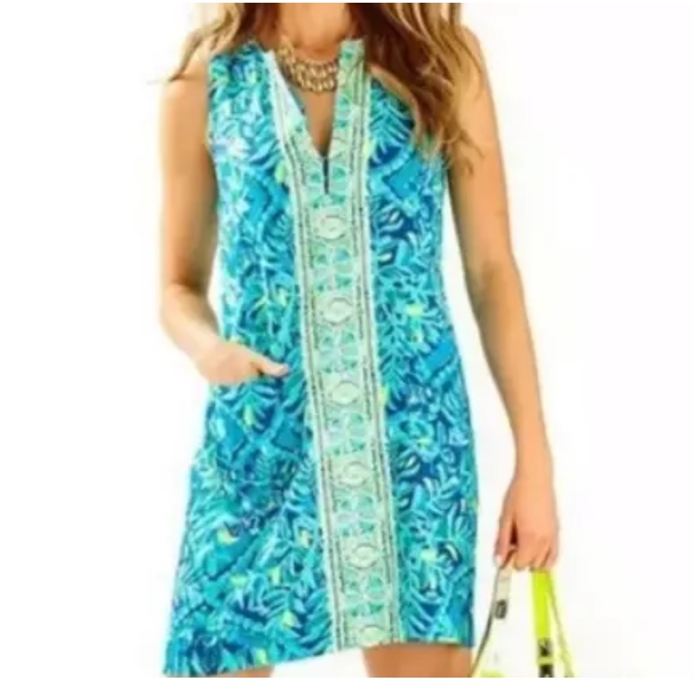 NWOT Lilly Pulitzer Kelby Stretch Shift in Indigo Midnight Cove Engineered, Sz 4